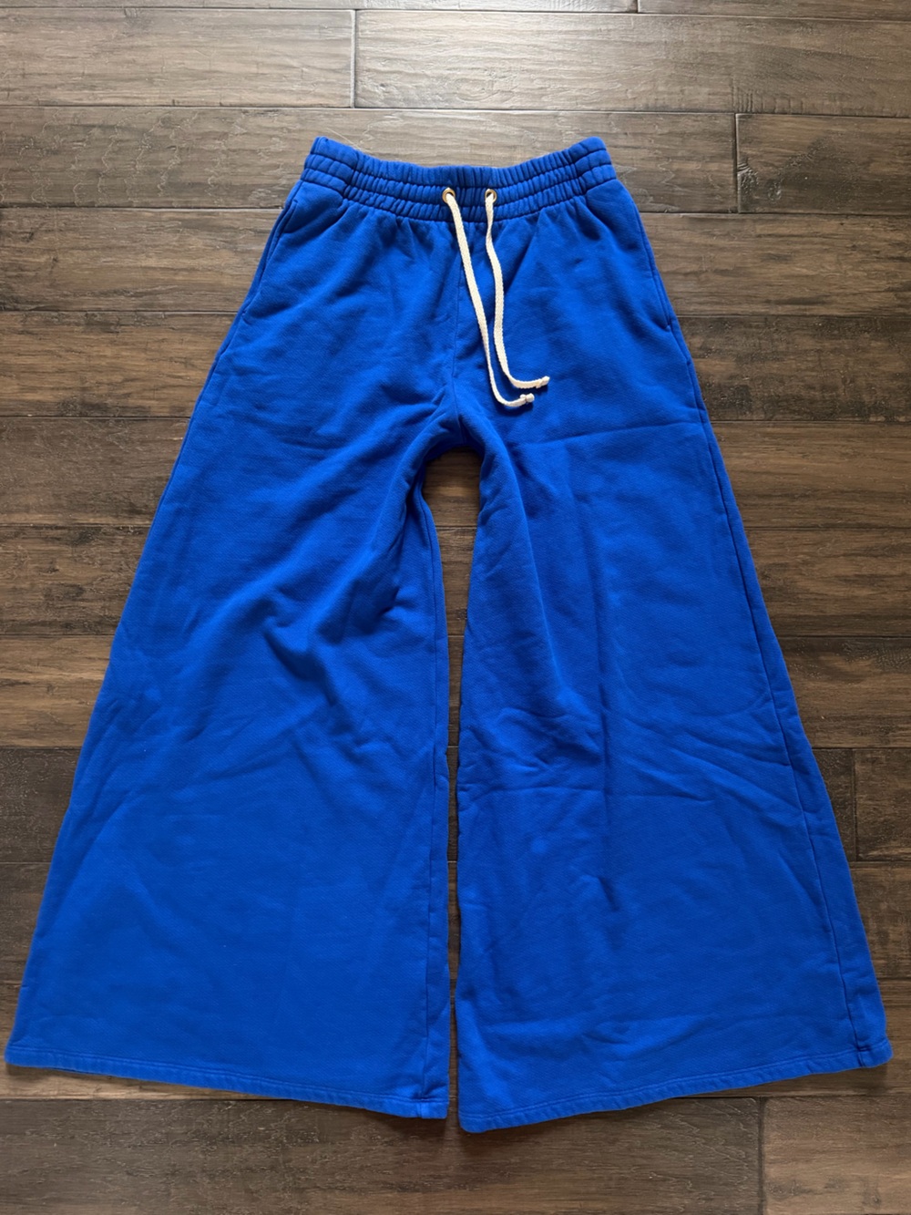LES TIEN Quiet Luxe Wide Leg Drawstring Sweatpants in Cobalt M NEW $275 SOLD-OUT